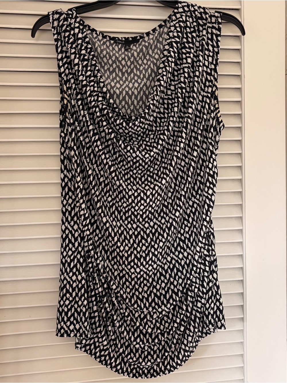 Draped Cowl Neck Camisole - Black & White